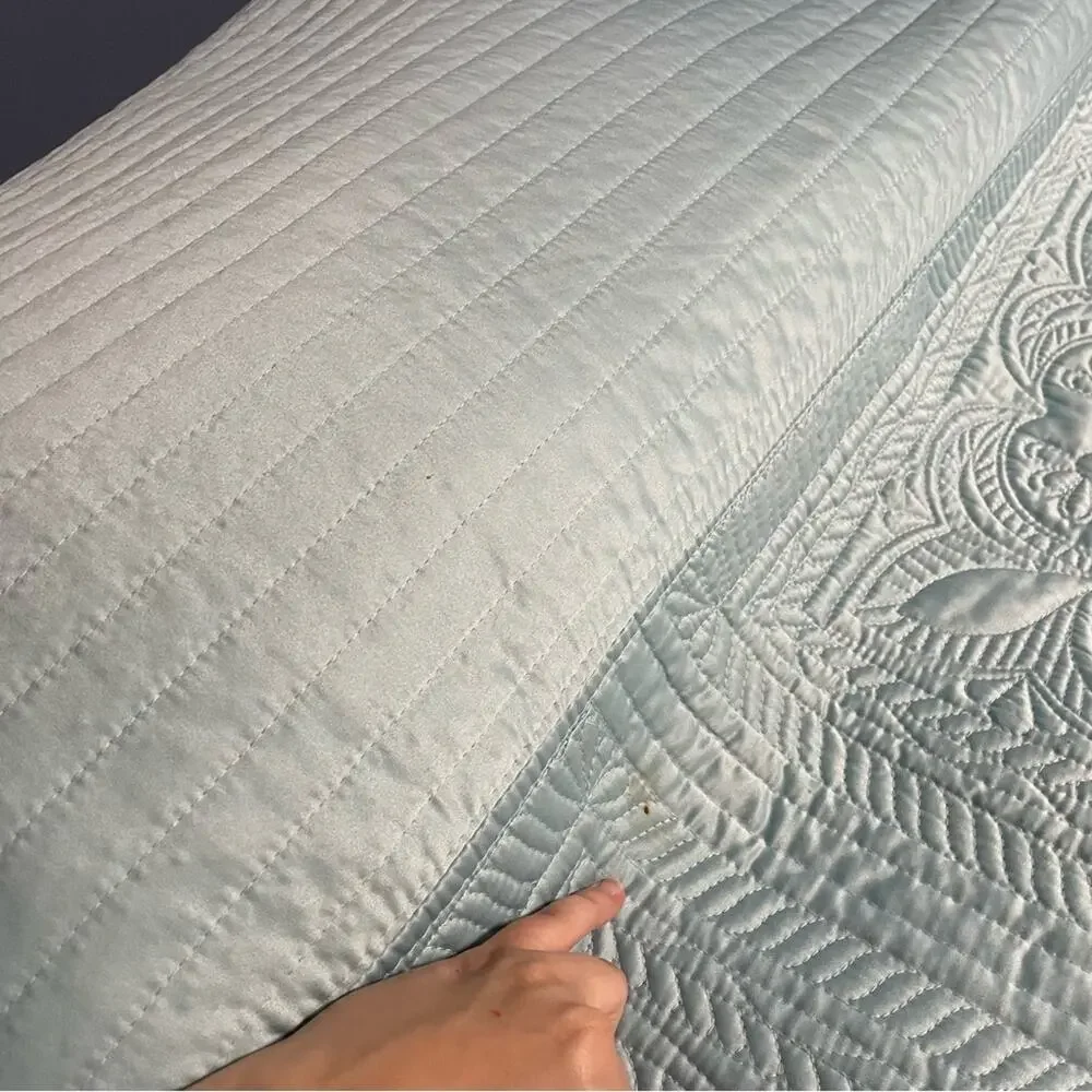 Cinderella blue satin quilted bedspread